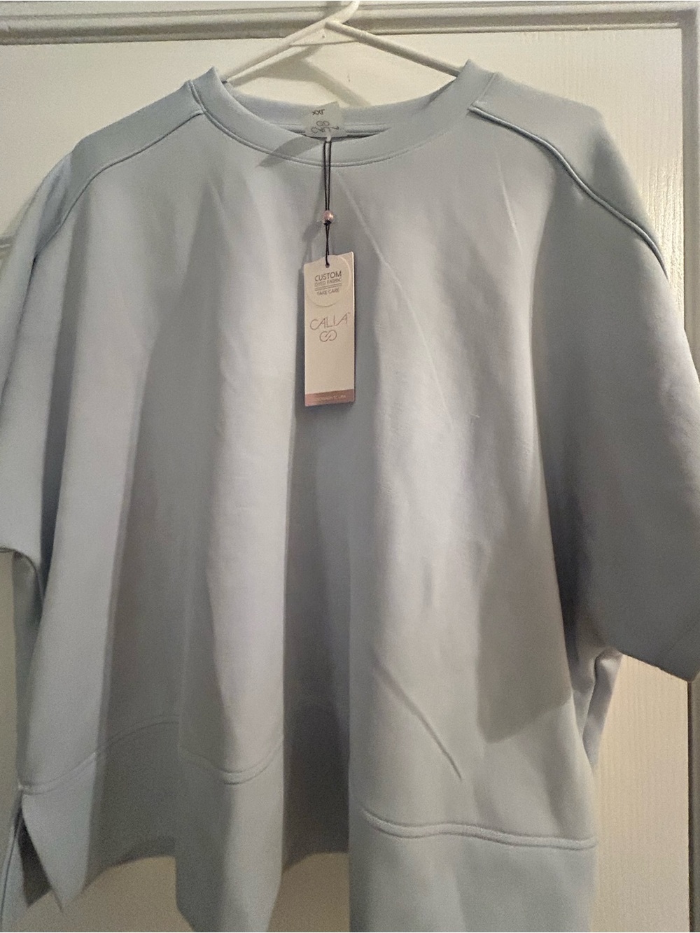Calia Pale Blue Sandwash Scuba Dolman top Size XXL